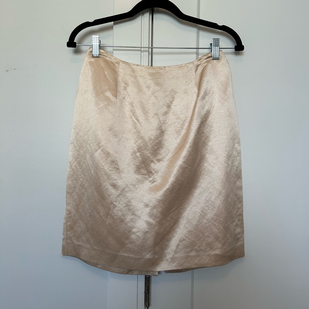 Oscar de la Renta Champagne Satin Mini Skirt